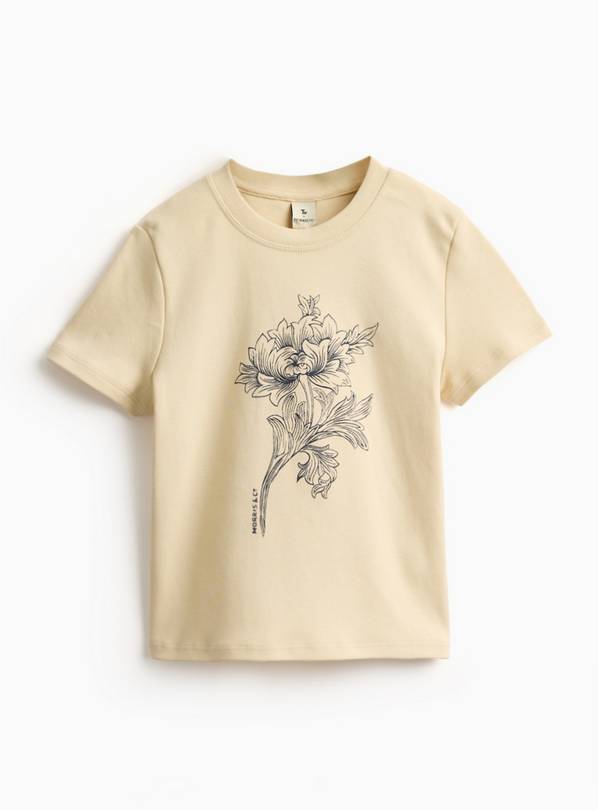 Tu x Morris & Co. Cream T-Shirt with Chrysanthemum Print 4-5 years