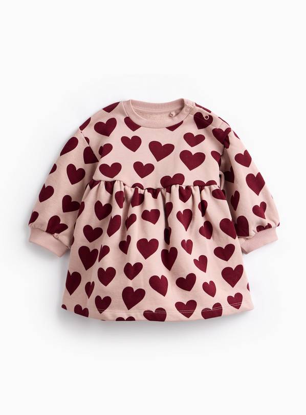 Pink Loveheart Sweat Dress & Tights Set 3-6 months