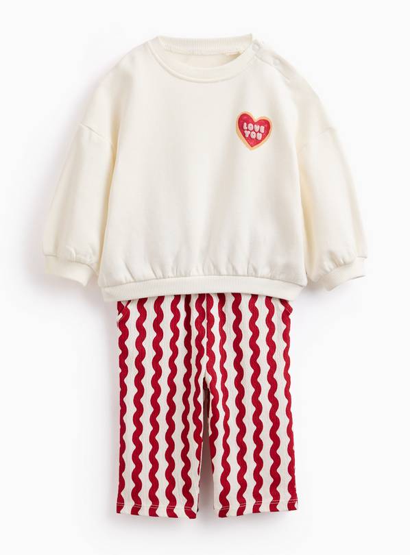 Cream Valentine's Love You More Print Sweat Set 6-9 months