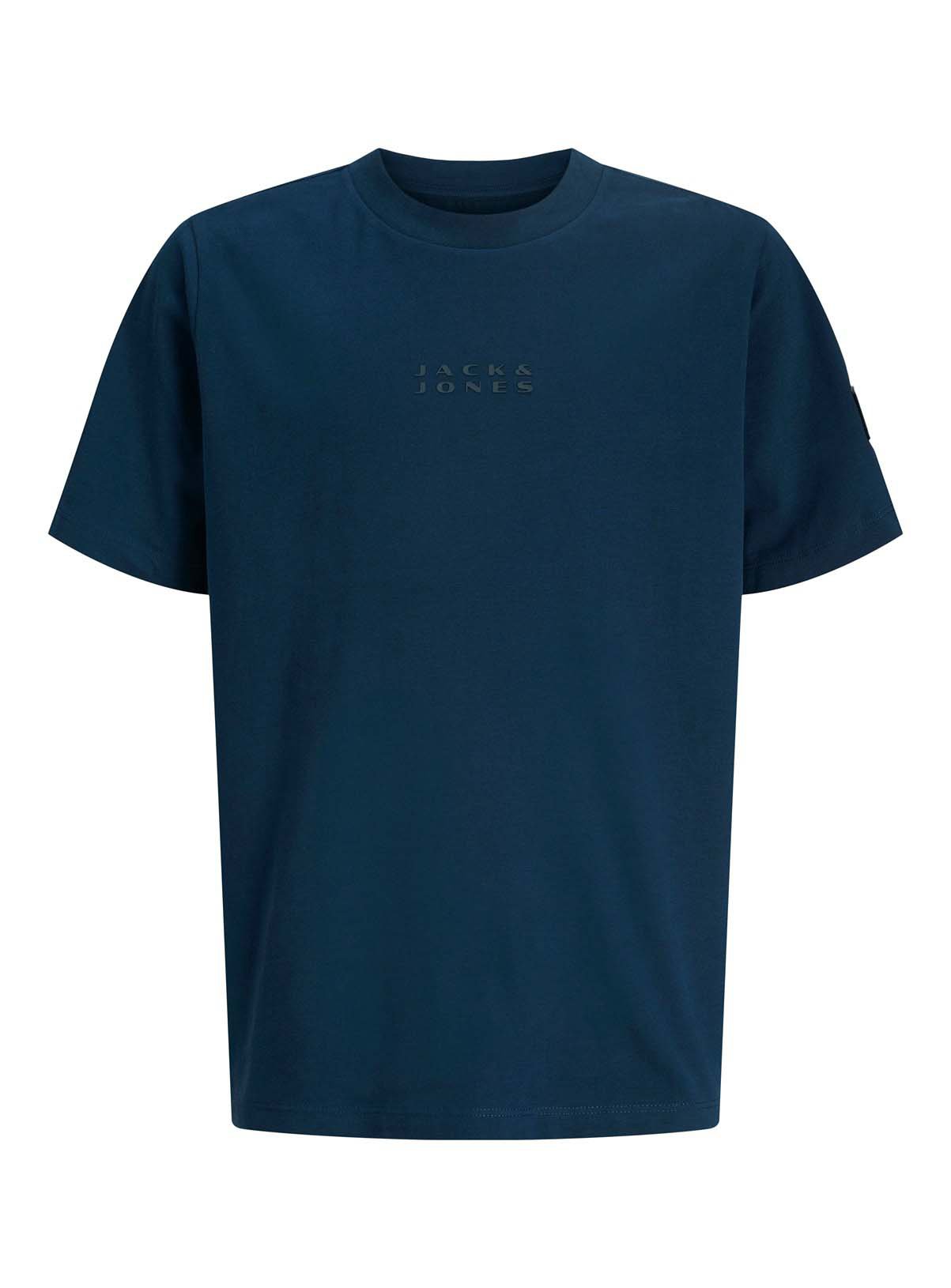 Blue Blue JACK & JONES JUNIOR Point Badge Short Sleeve T-Shirt Navy - Jack and Jones Junior by Sainsbury's