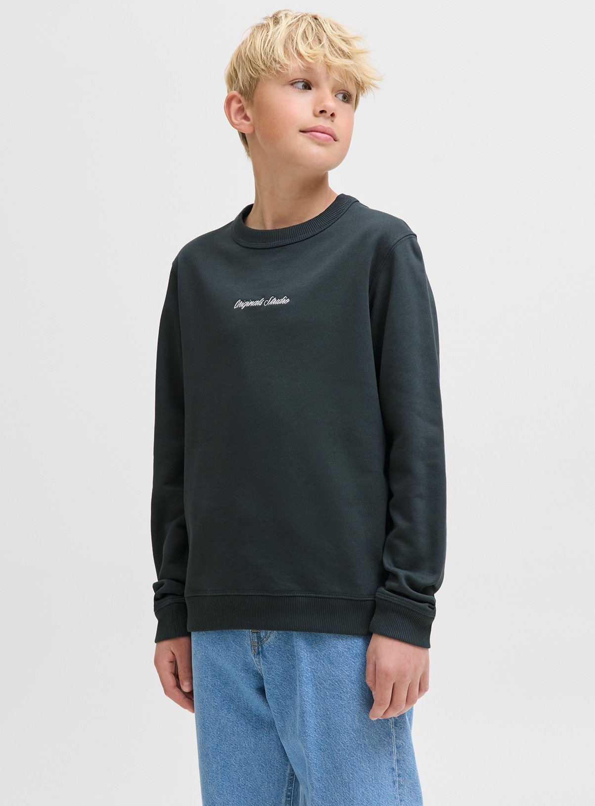 Green Green JACK & JONES JUNIOR Morrebro Emb Sweatshirt - Jack and Jones Junior by Sainsbury's