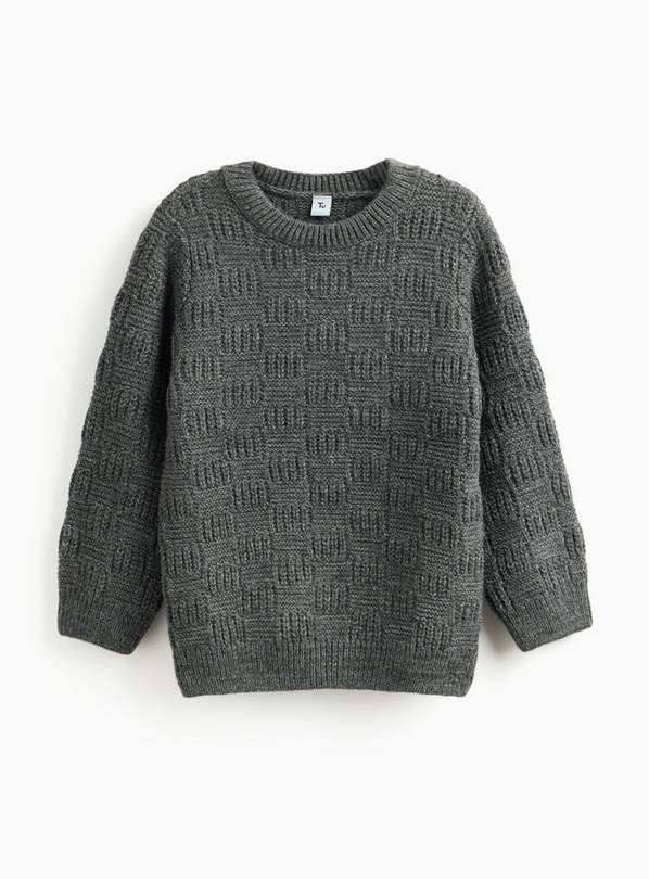 Charcoal Textured Knitted Crew Neck Jumper 10 years
