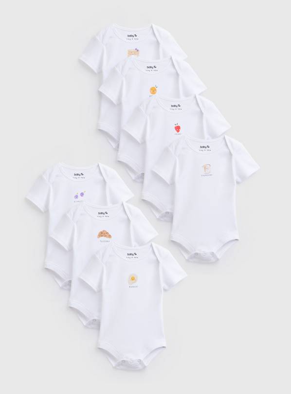 Days Of The Week 7 Pack Short Sleeve Bodysuits 12-18 months