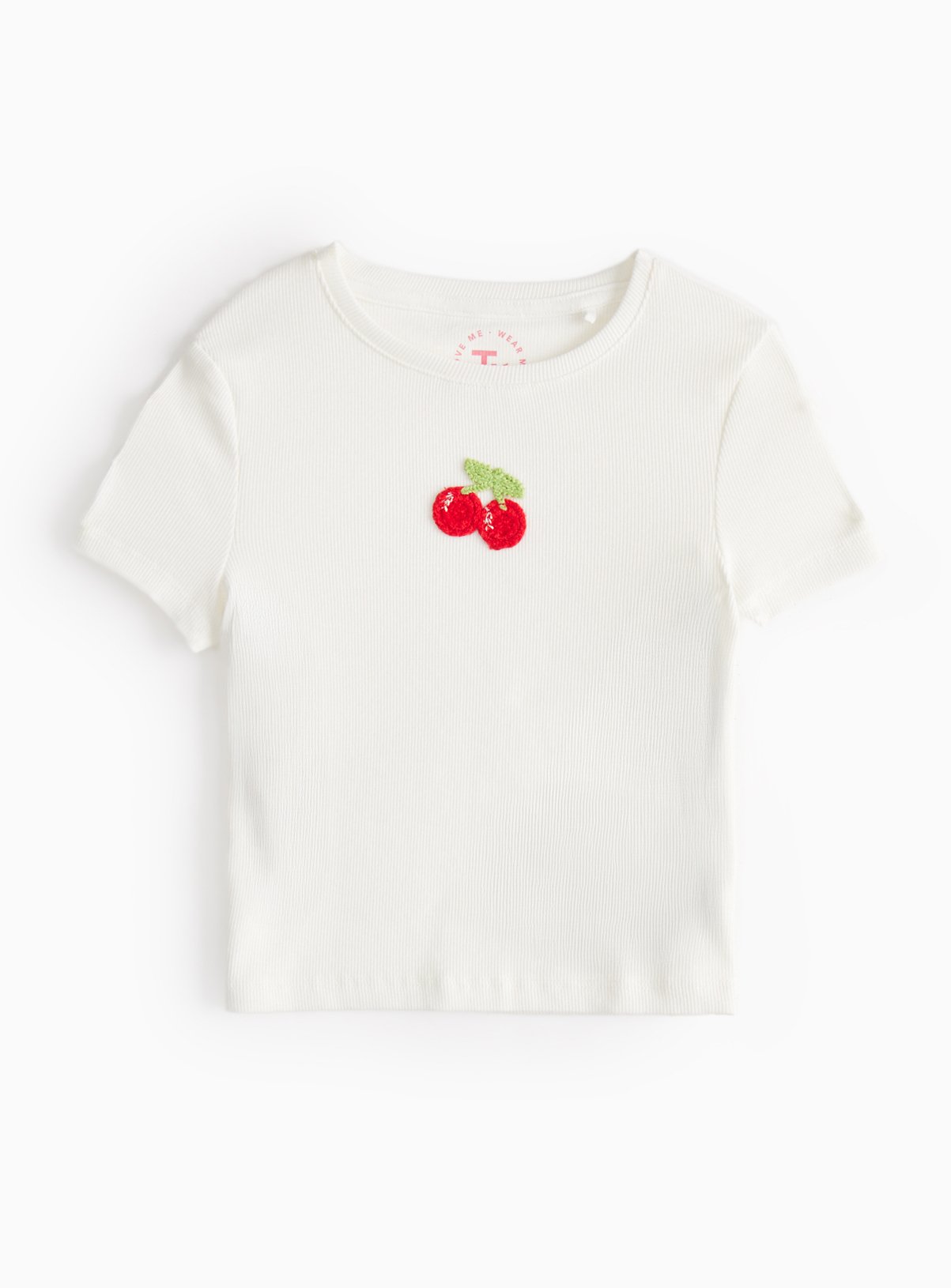 White White Slim Fit Cherry T-Shirt - Tu by Sainsbury's