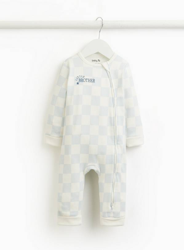 Blue Little Brother Checkerboard Sleepsuit 9-12 months