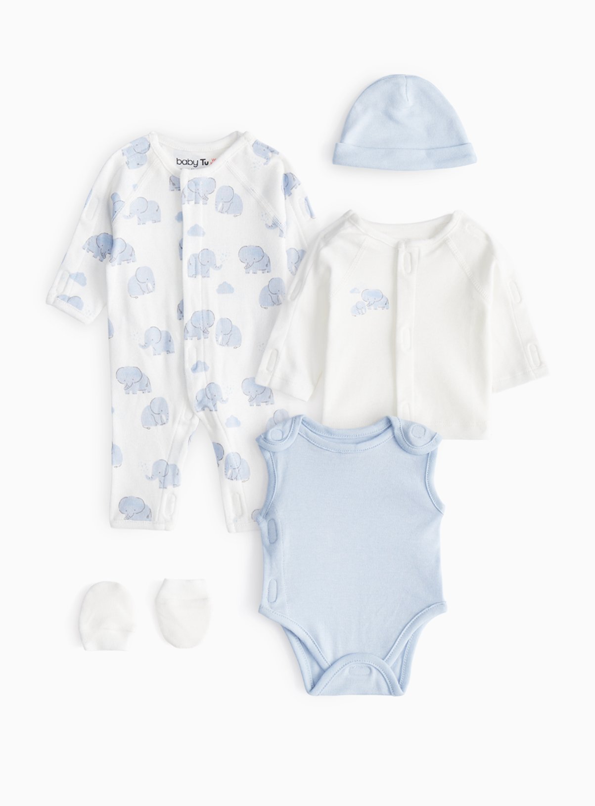 Blue Premature Baby Elephant Printed 5-Piece Starter Set 2lbs - 0.9kg - Image 1 thumbnail