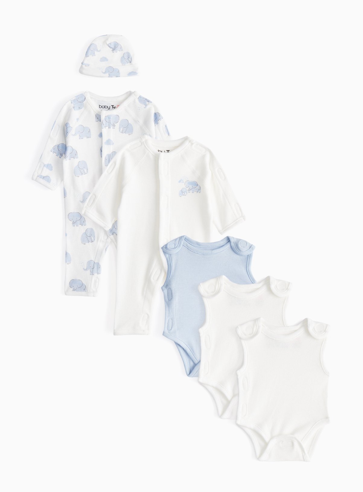 Blue Premature Baby Elephant Printed 6-Piece Starter Set 3lbs - 1.4kg - Image 1 thumbnail