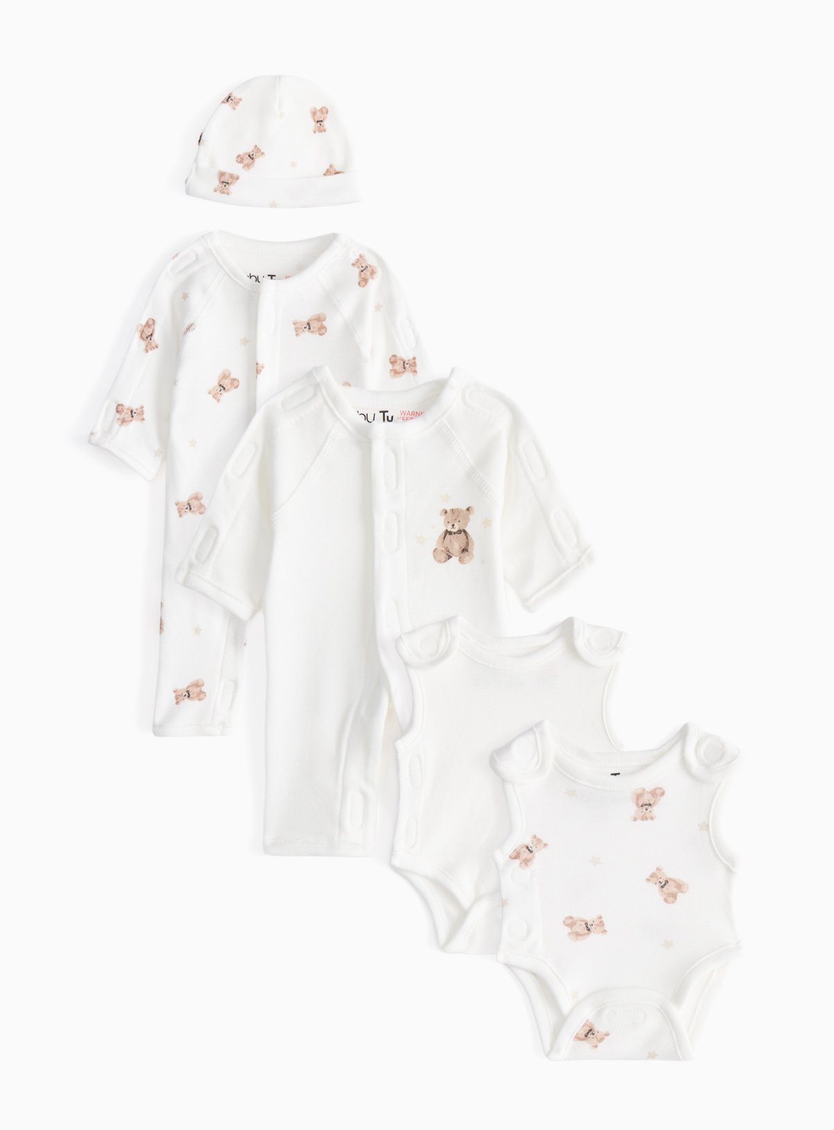 White Premature Baby Teddy Bear Printed 5-Piece Starter Set 3lbs - 1.4kg - Image 1 thumbnail