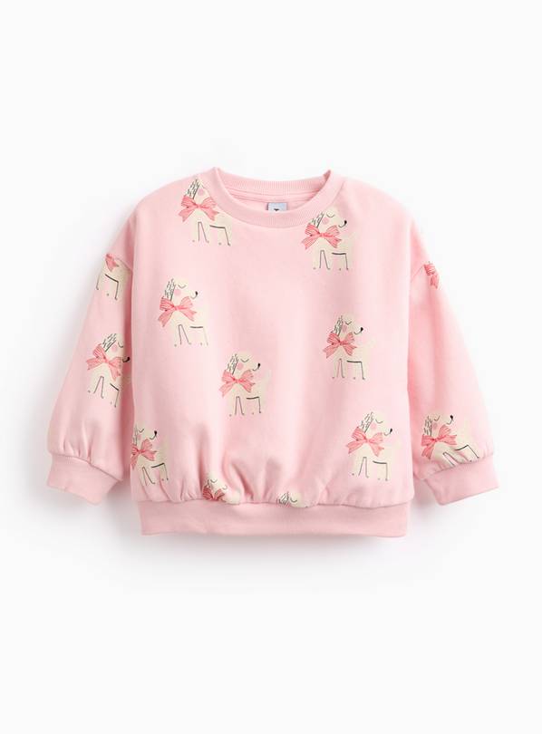 Pink Dog Printed Crew Sweatshirt 1-2 years