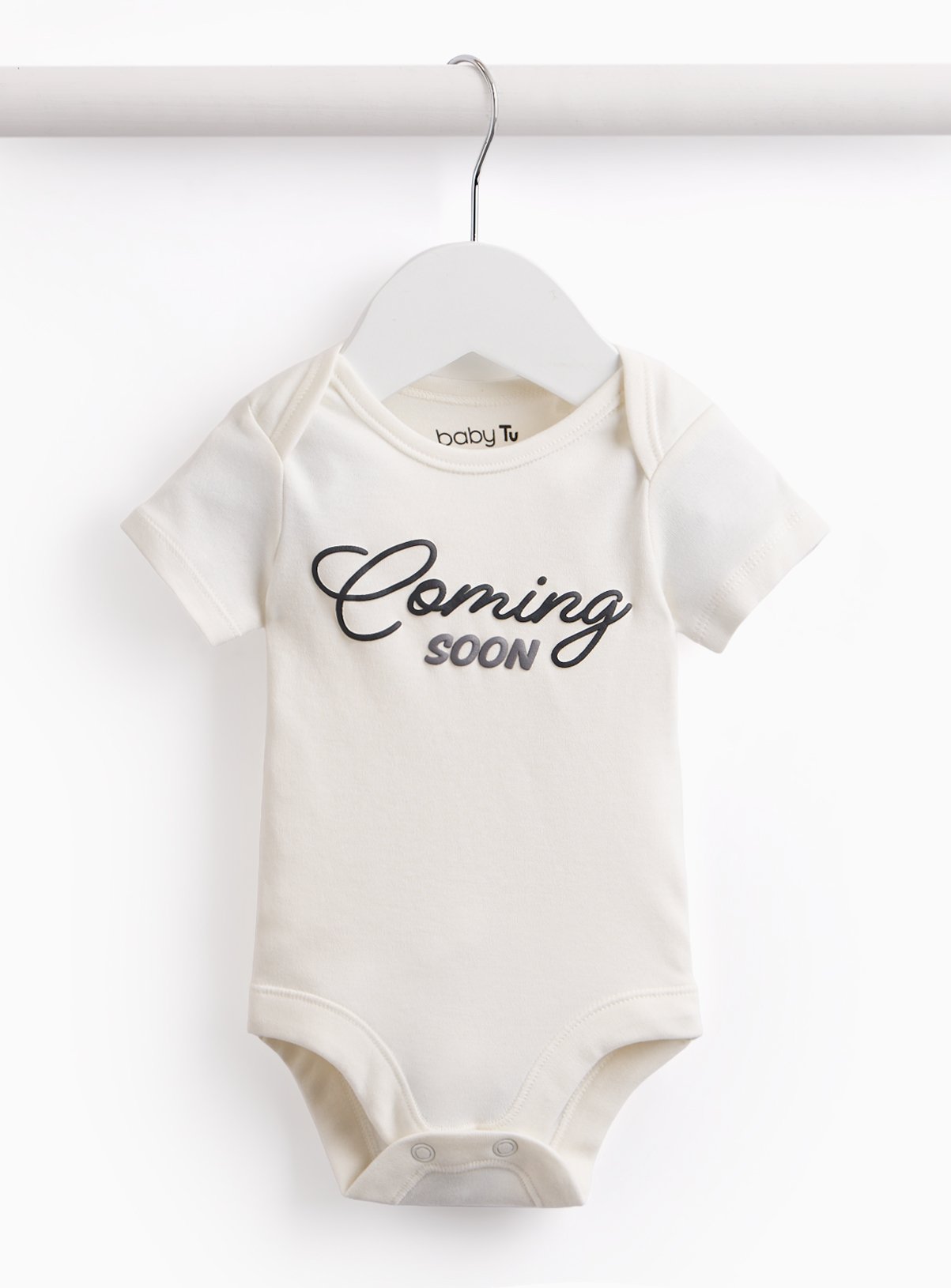 White Coming Soon Print Bodysuit Newborn - Image 1 thumbnail