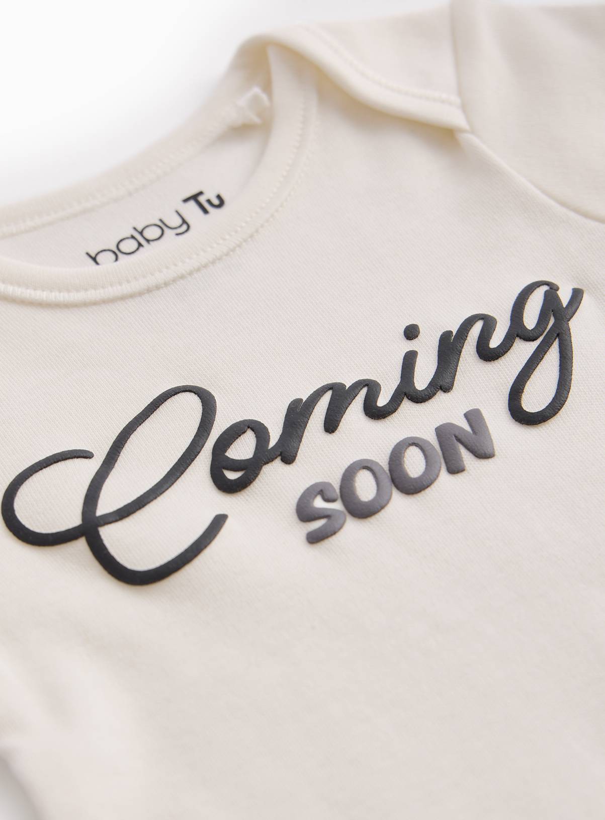 White Coming Soon Print Bodysuit Newborn - Image 2
