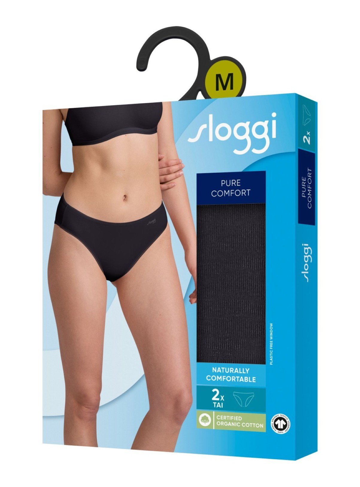 SLOGGI Pure Comfort Tai Knickers 2 Pack Black M - Image 6 thumbnail