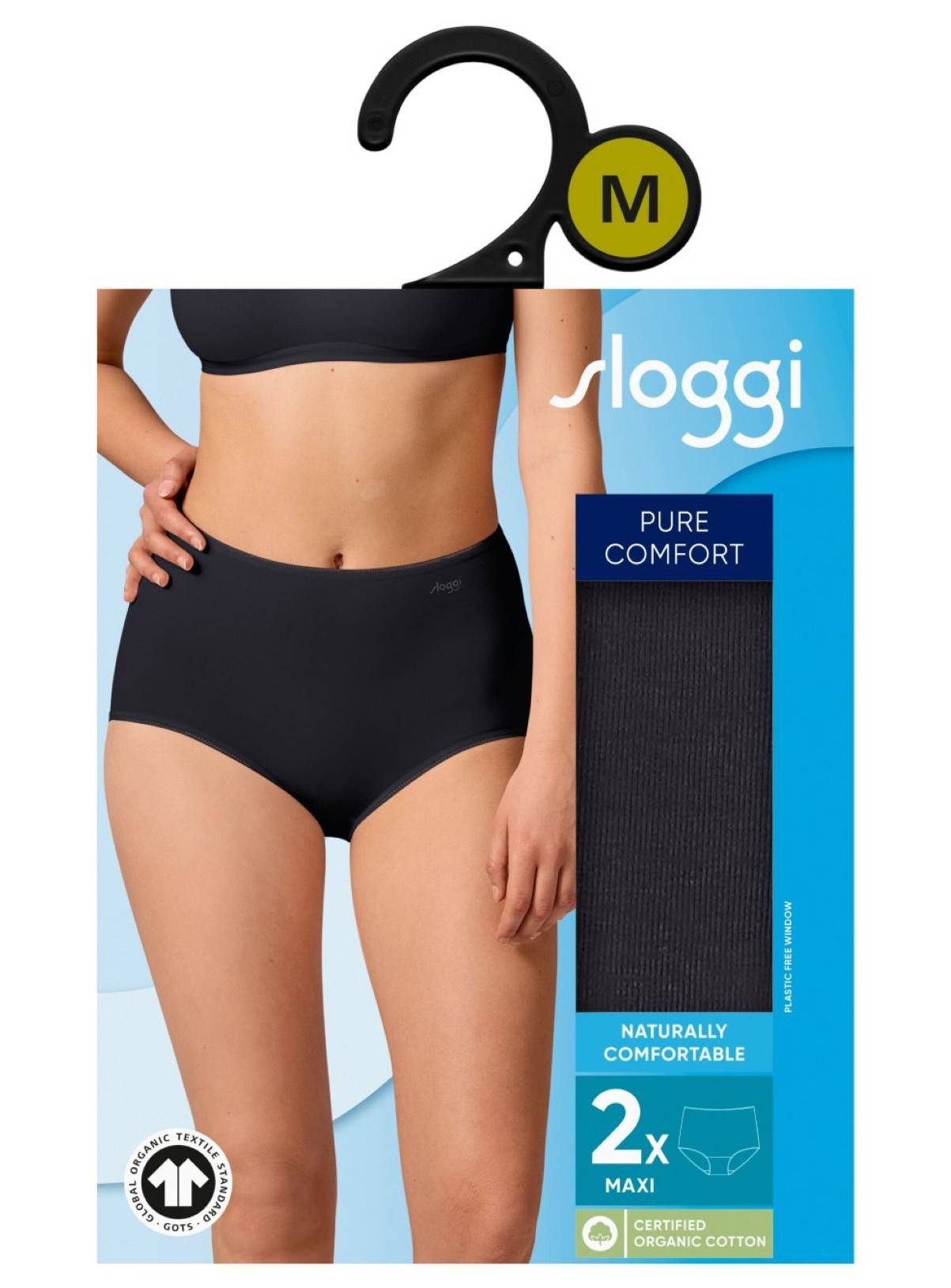 SLOGGI Pure Comfort Maxi Knickers 2 Pack Black S - Image 6