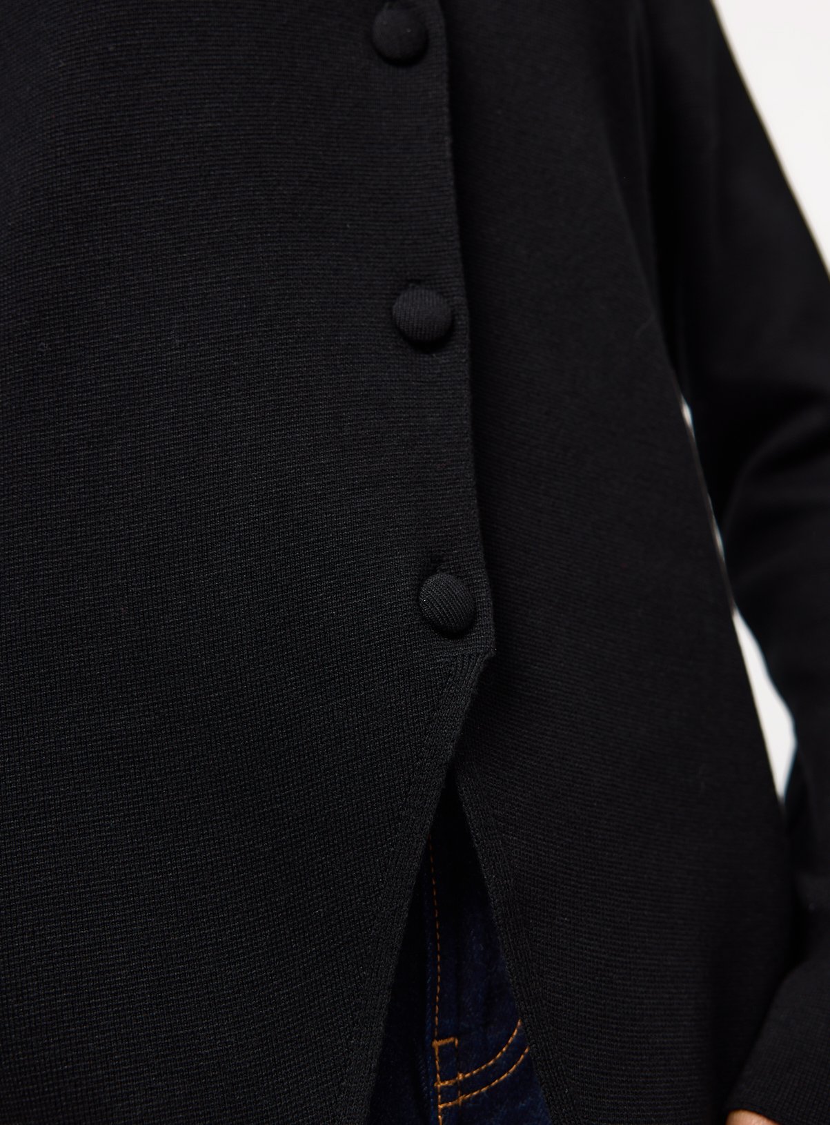 Black Compact Knit Button Long Sleeve Top 6 - Image 3 thumbnail