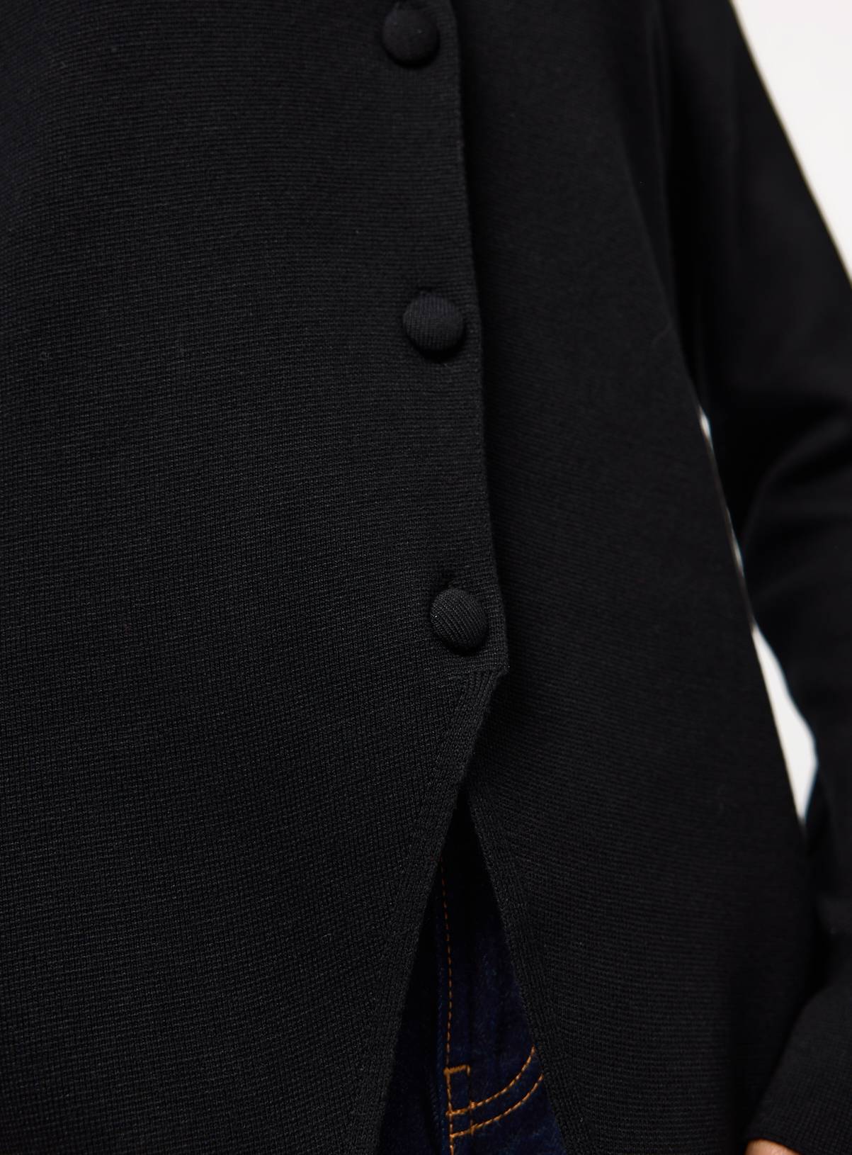 Black Compact Knit Button Long Sleeve Top 6 - Image 3
