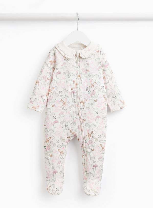 Cream Bambi Print Collared Sleepsuit 6-9 months