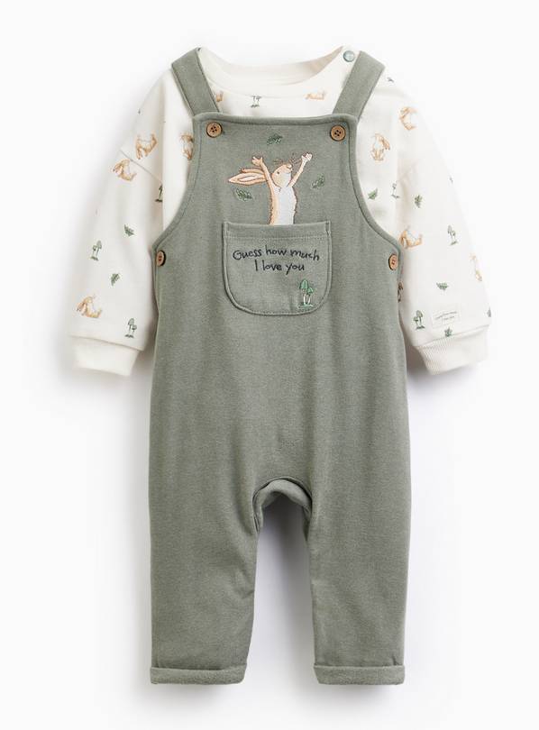 Khaki Guess How Much I Love You Sweat & Dungarees Set 6-9 months