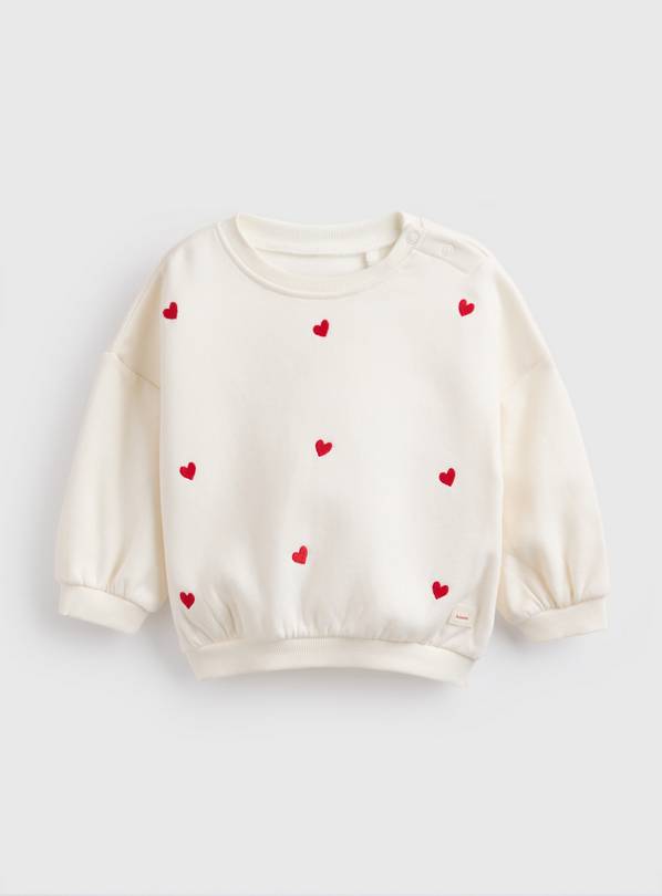 White & Red Heart Sweatshirt 18-24 months