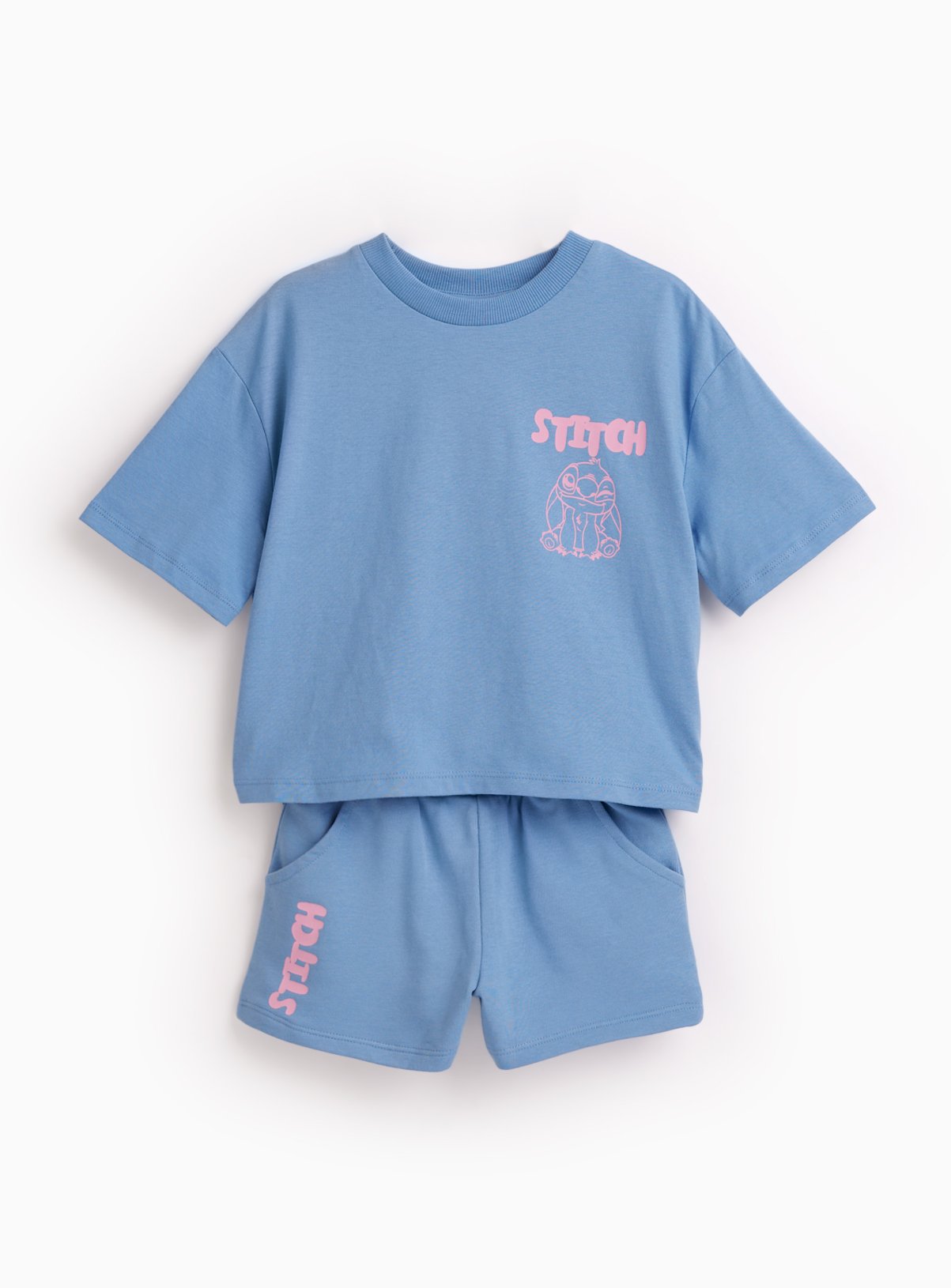 Blue Stitch Graphic T-Shirt & Shorts Set 11 years - Image 1 thumbnail