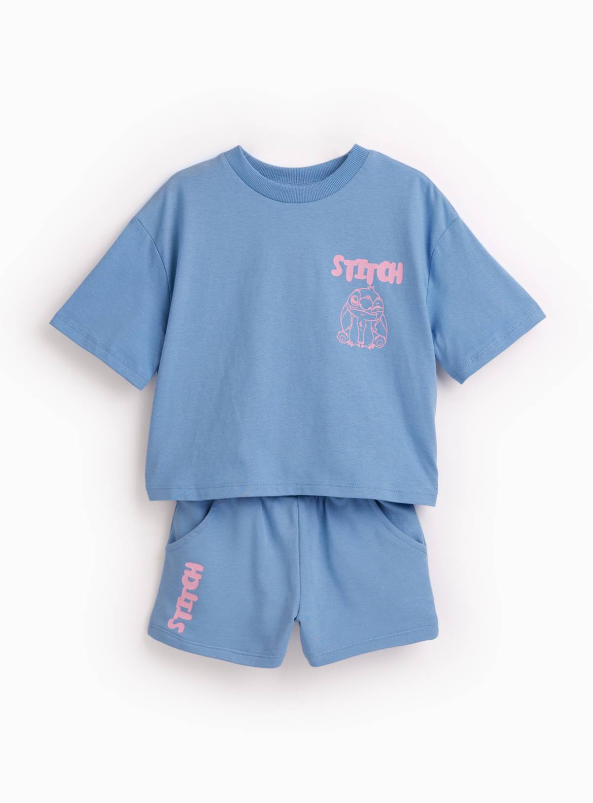 Blue Stitch Graphic T-Shirt & Shorts Set 11 years - Image 1