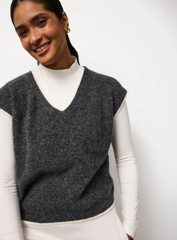 Charcoal V-Neck Tipped Tank L