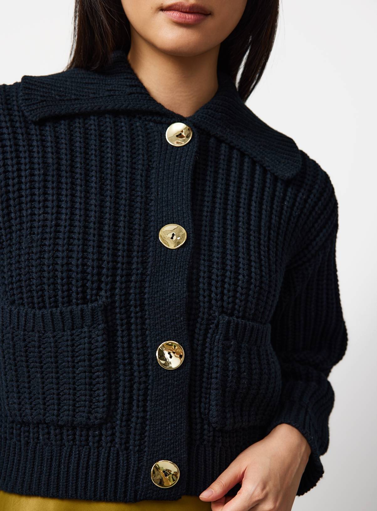 Black Chunky Gold Button Cardigan S - Image 3