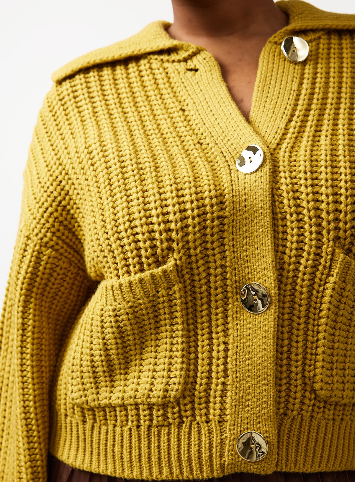 Green Chunky Gold Button Cardigan M - Image 3 thumbnail