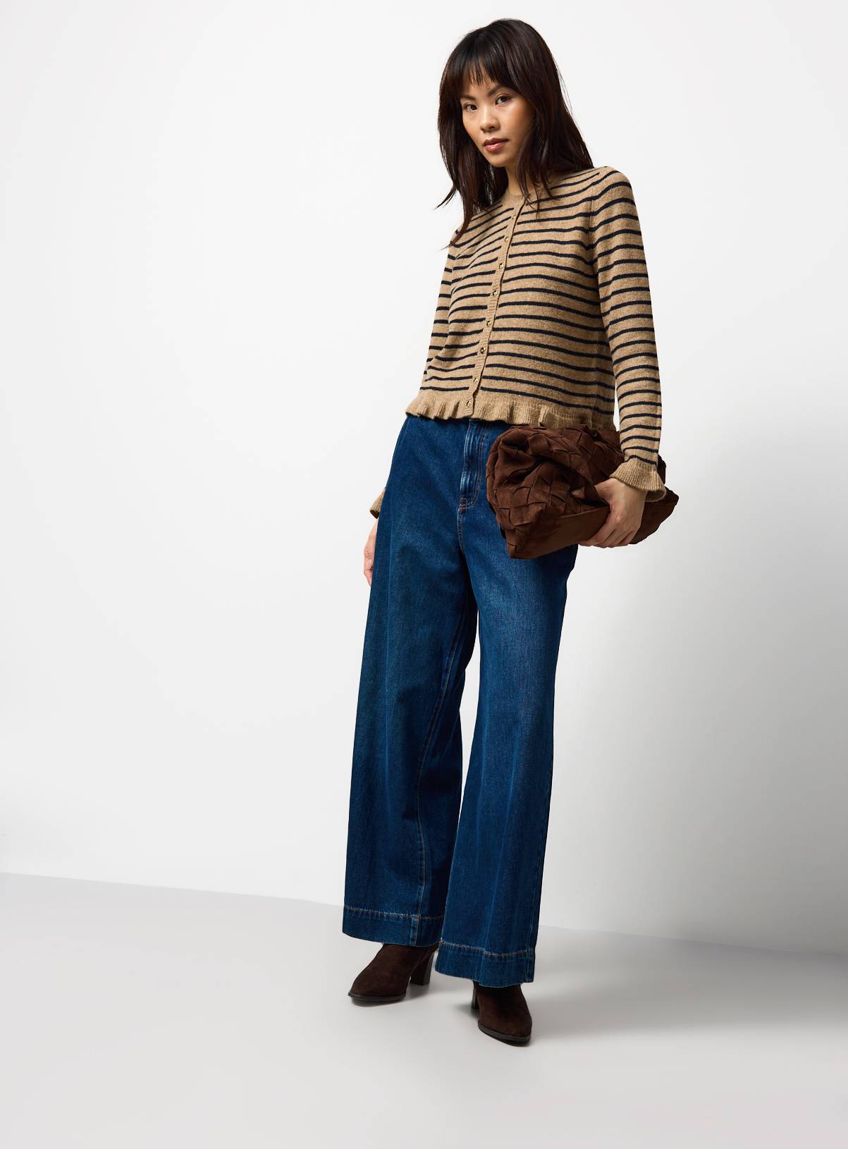 Brown Frill Hem Button Cardigan 10 - Image 2