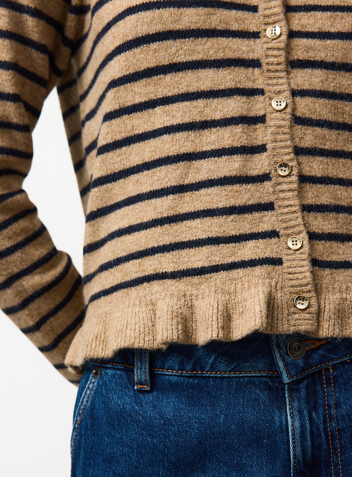 Brown Frill Hem Button Cardigan 10 - Image 3 thumbnail