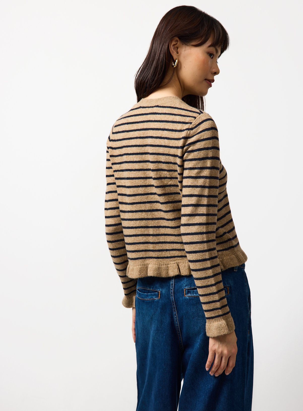 Brown Frill Hem Button Cardigan 10 - Image 4 thumbnail