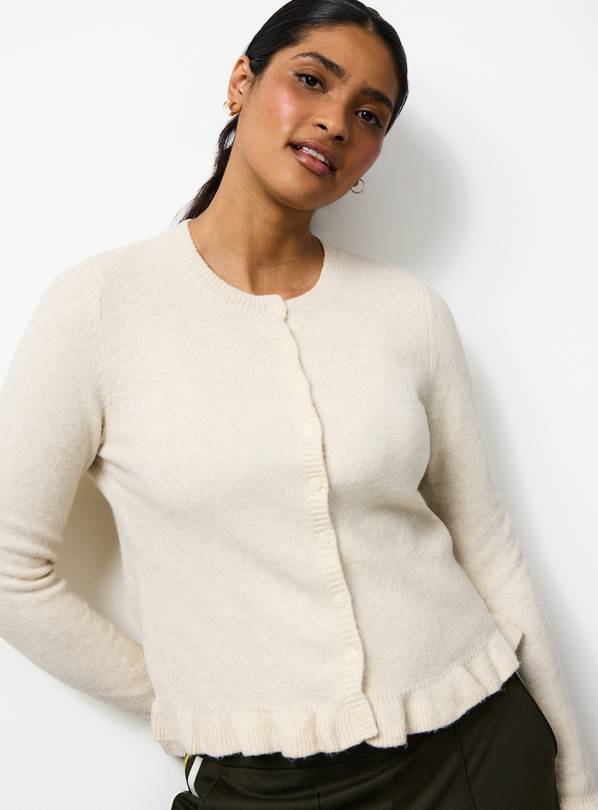 Cream Frill Hem Button Cardigan 20