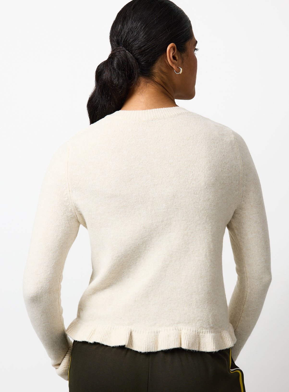 Cream Frill Hem Button Cardigan 22 - Image 4 thumbnail