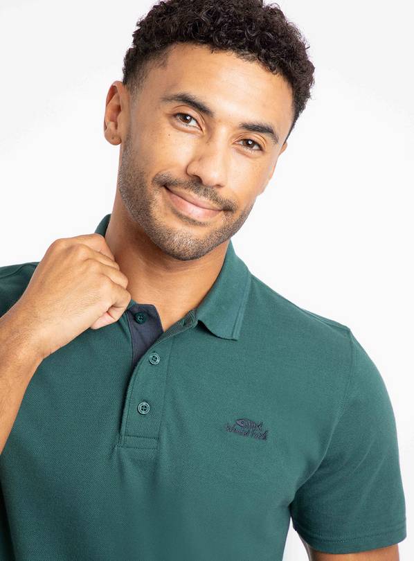 WEIRD FISH Miles Organic Cotton Pique Polo Green XL