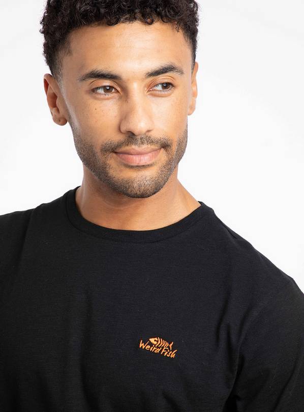 WEIRD FISH Fished Cotton Branded T Shirt Black L