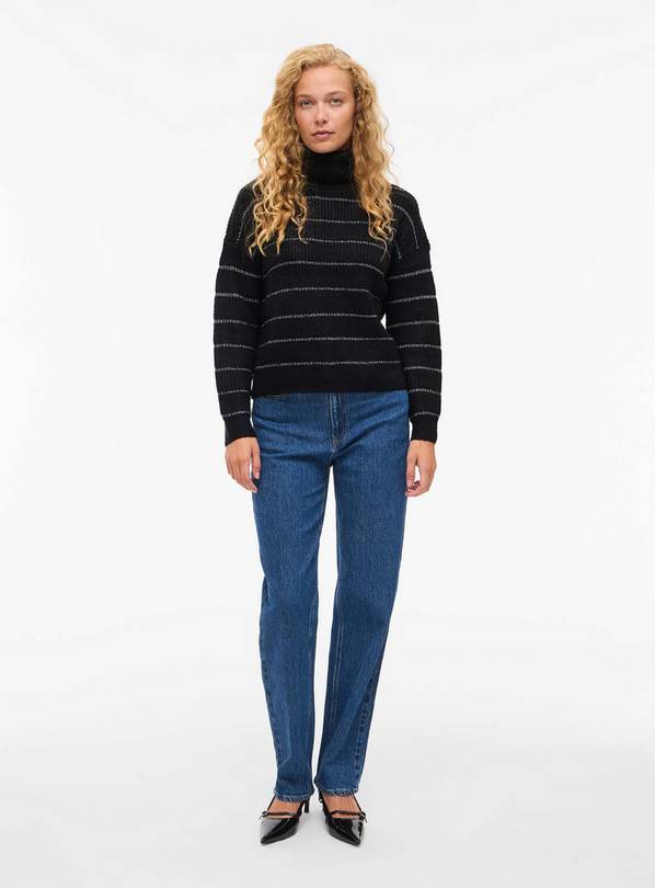 VILA Zaza Rollneck Long Sleeved Glitter Knit Top XL