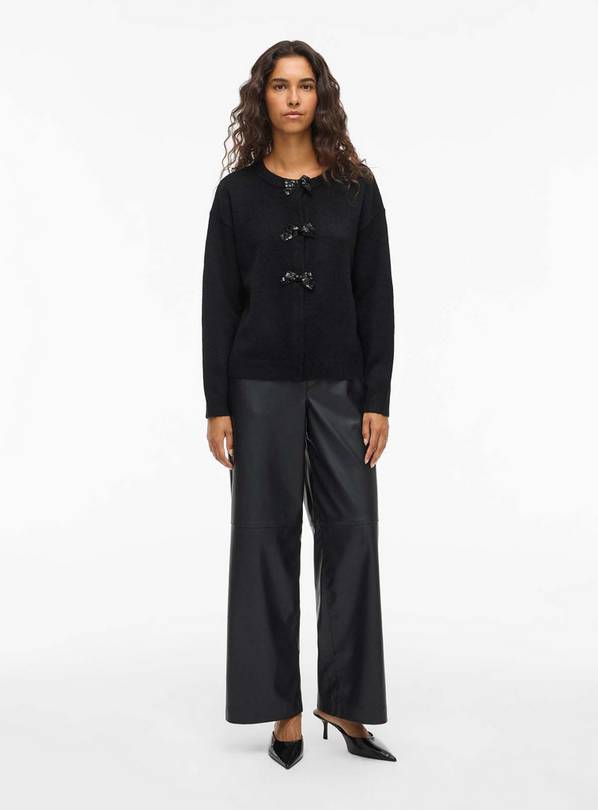 VILA Brianna O Neck Long Sleeved Bow Knit Cardigan M