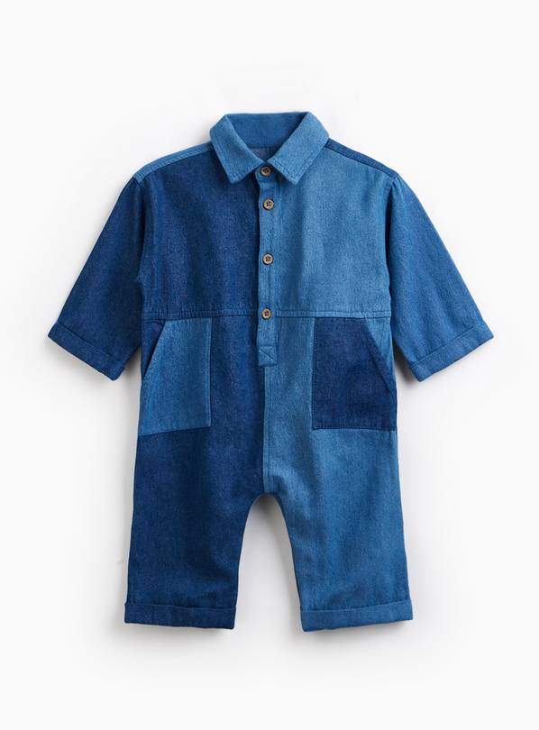 Blue Two Tone Denim Boilersuit 9-12 months