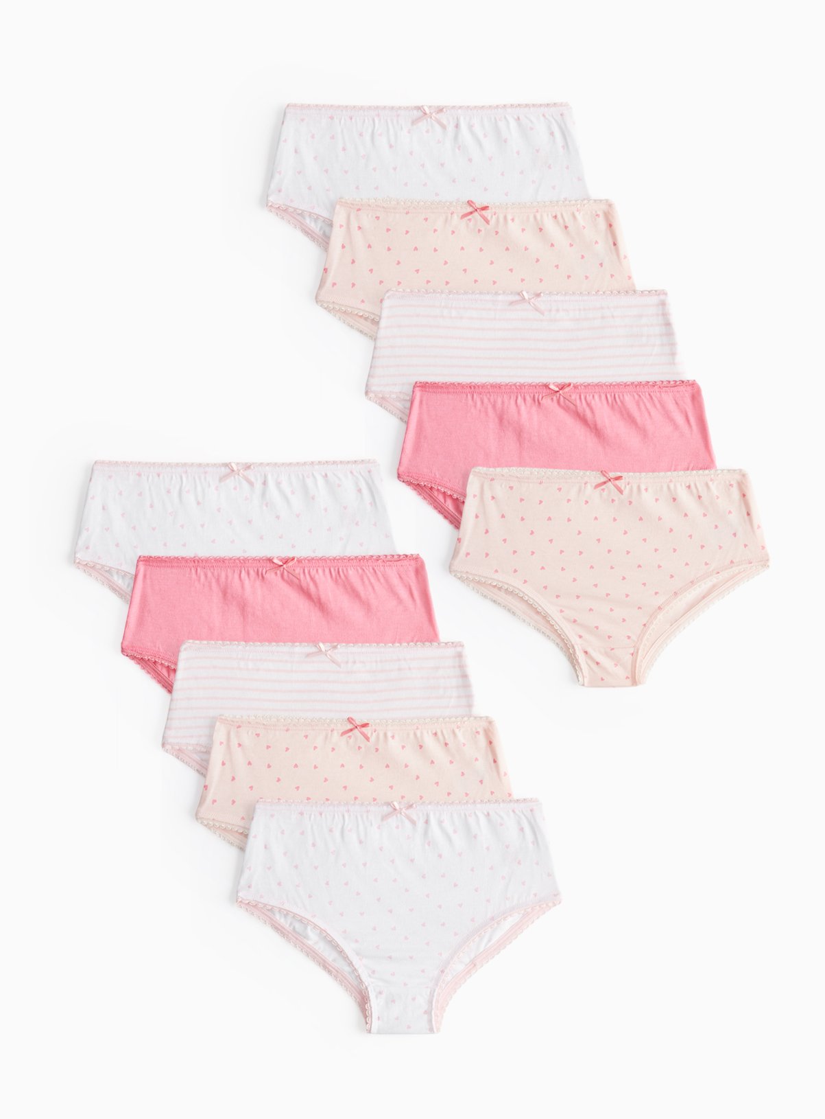 Pink Heart Printed Cotton Briefs 10 Pack 6-7 years - Image 1 thumbnail