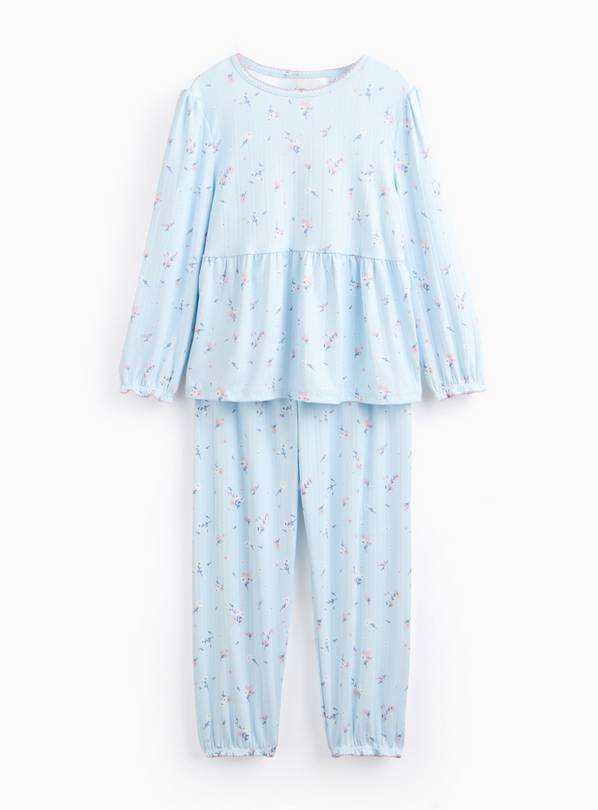 Blue Floral Peplum Pyjama Set 6-7 years