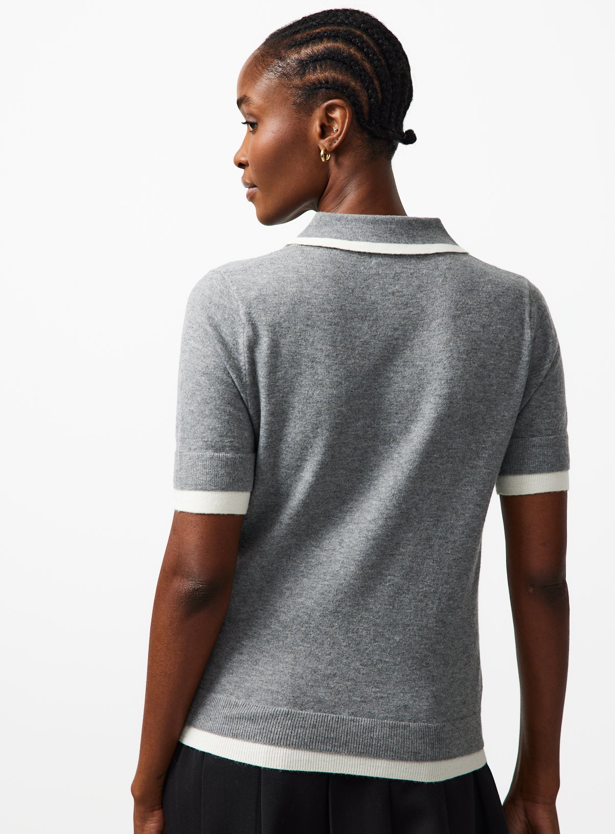 Grey Knitted Two Tone Polo  14 - Image 4 thumbnail