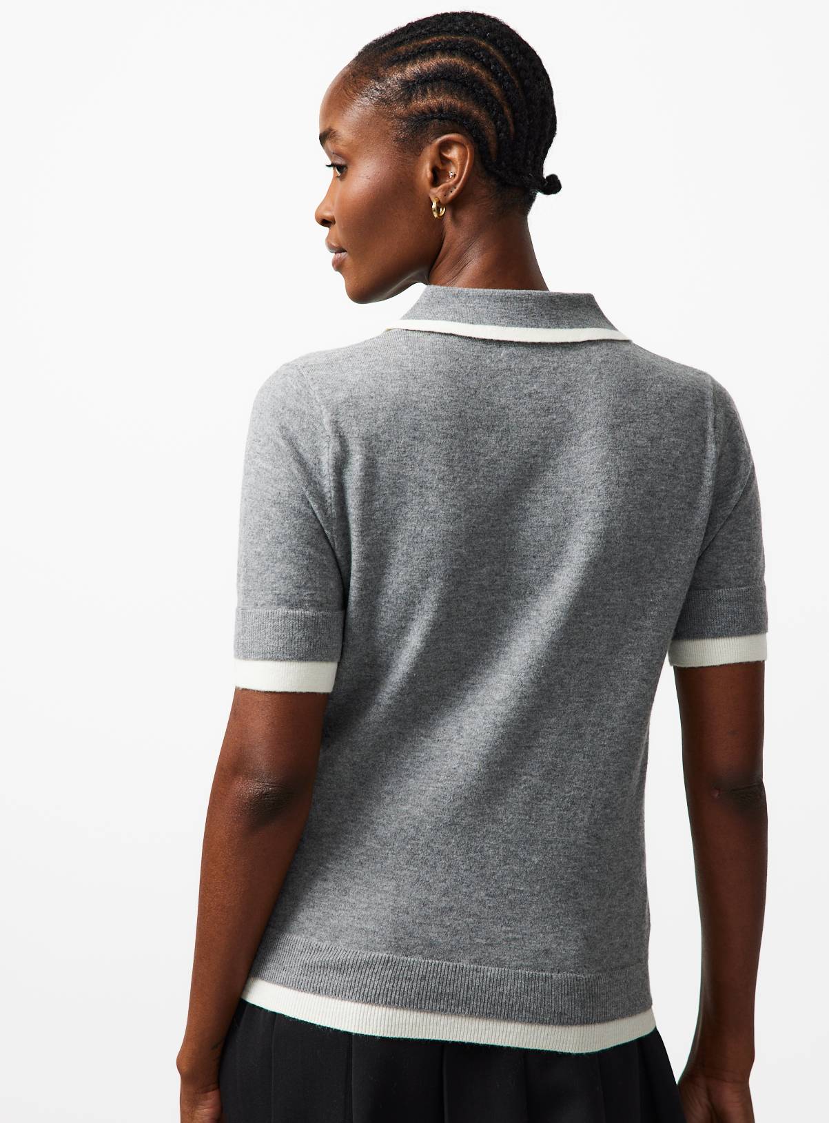 Grey Knitted Two Tone Polo  14 - Image 4