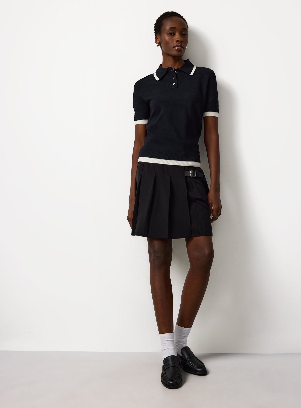 Black Knitted Two Tone Polo  20 - Image 2 thumbnail