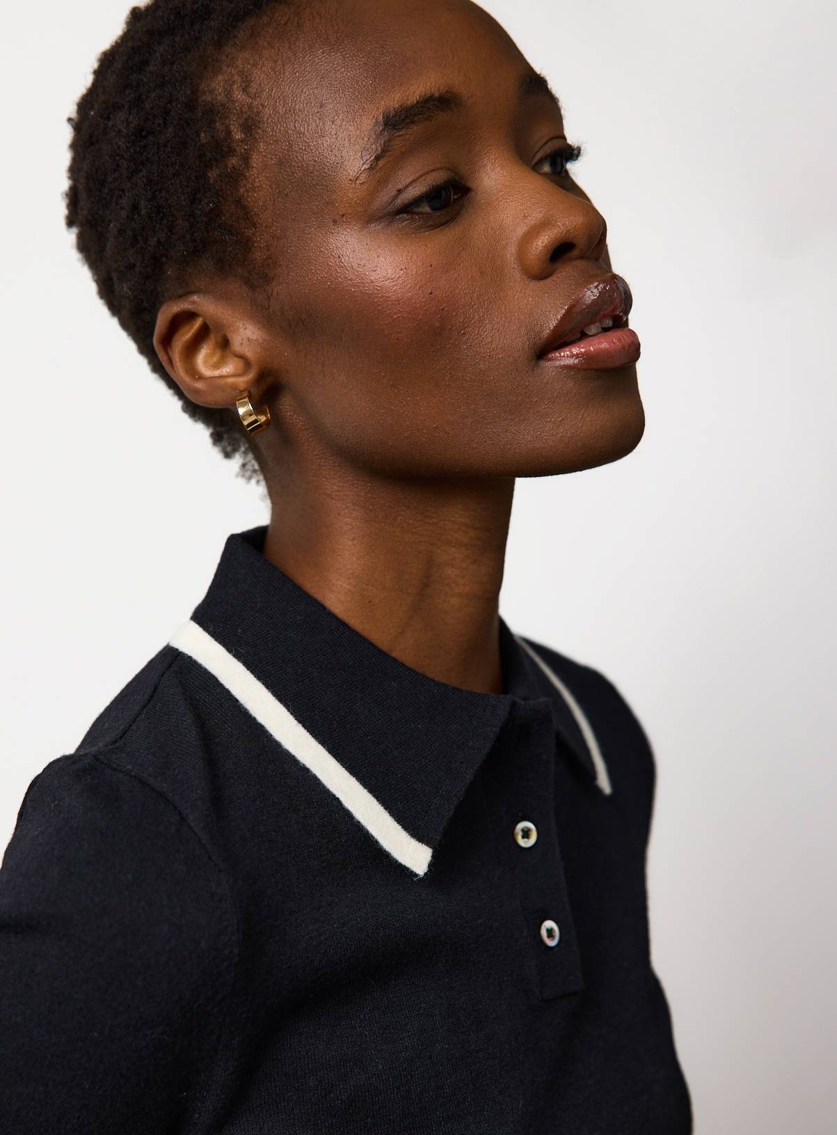 Black Knitted Two Tone Polo  20 - Image 3