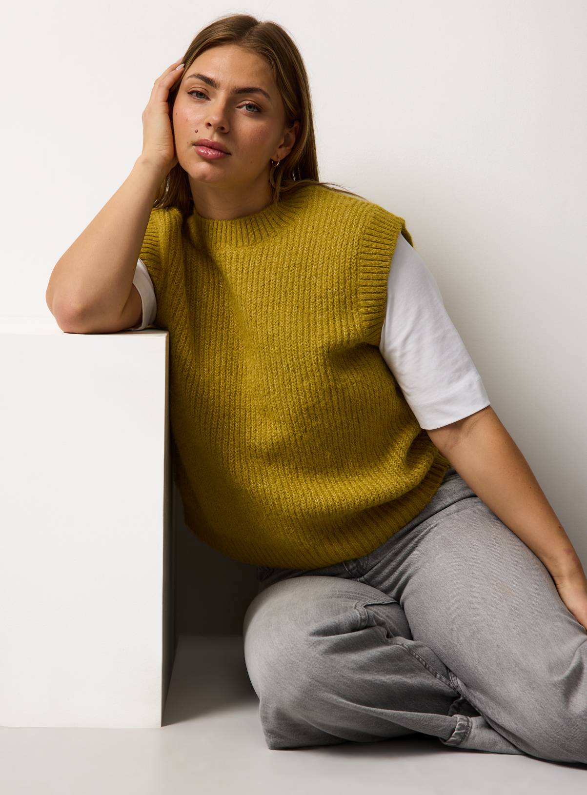 Green Ribbed Knitted Tank Top XS - Image 1