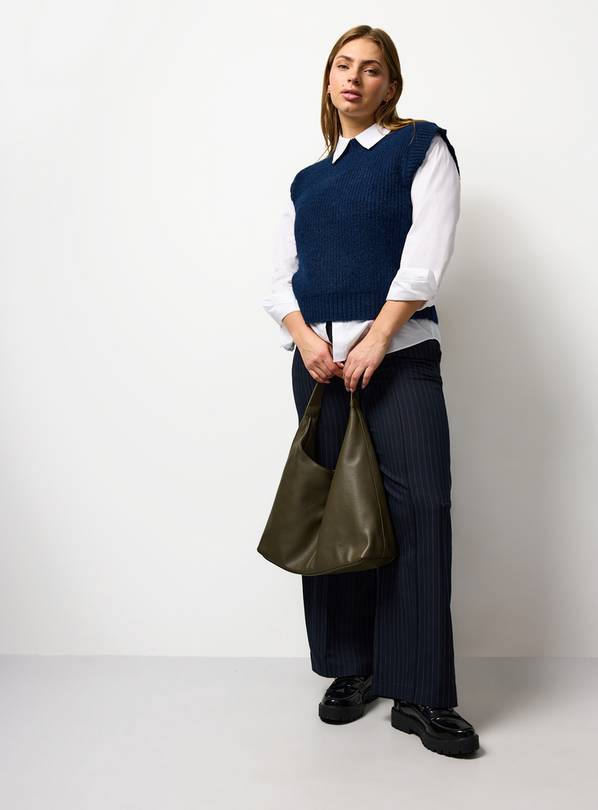 Navy Ribbed Knitted Tank Top XL