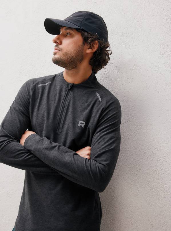 REAKTIV Black Soft Touch Long Sleeve Half Zip Tee L