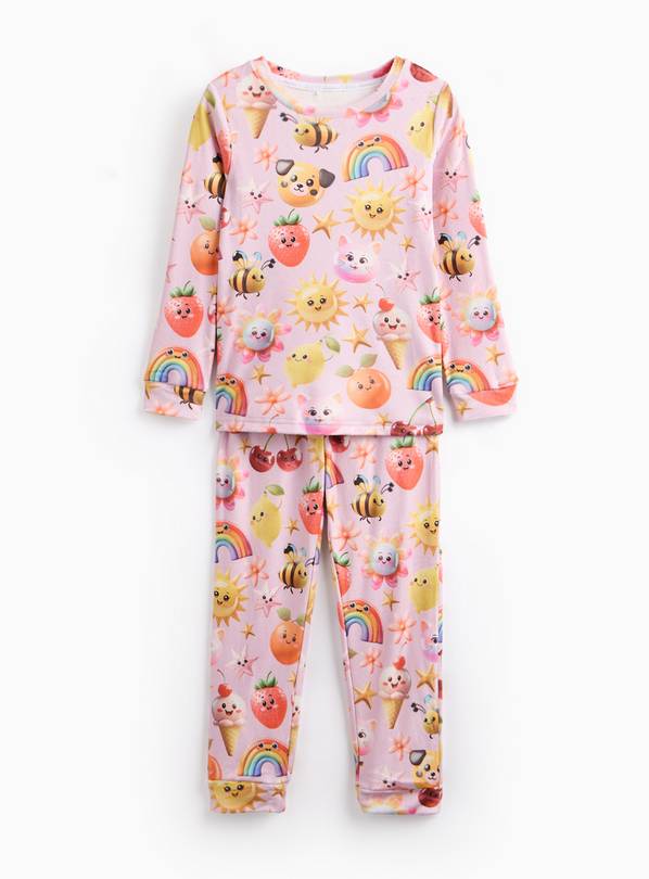 Pink Icon Print Slinky Pyjamas 1-2 years