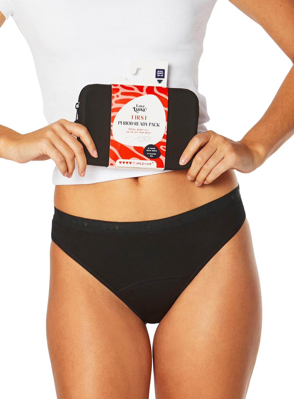 LOVE LUNA First Teen Period Ready 2 Pack Bikini Brief & Zip Bag 11-12 years - Image 2 thumbnail