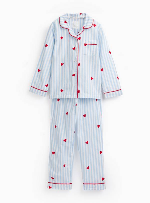 Mini Me Blue Valentine's Striped Traditional Pyjamas 1-2 years