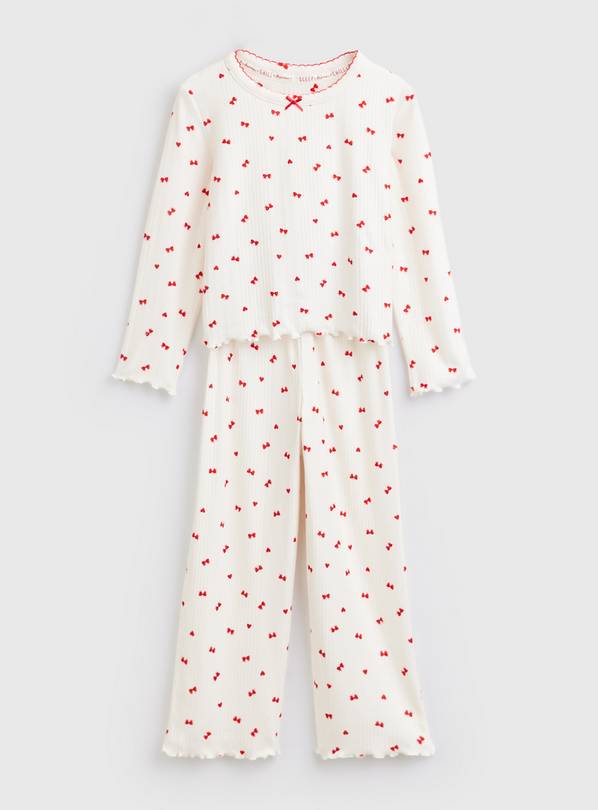 White Heart Print Pointelle Pyjamas 1-2 years